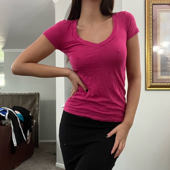 EUC Pink American Eagle Outfitters Full Length Short Sleeve Tank Top - Picture 1 of 5